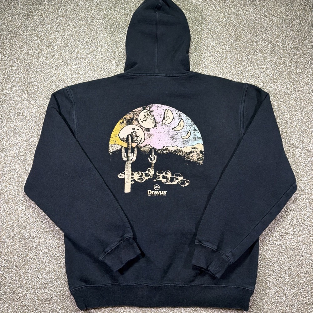 Dravus Black Pullover Hoodie Psychedelic Astrology Desert Size Large
